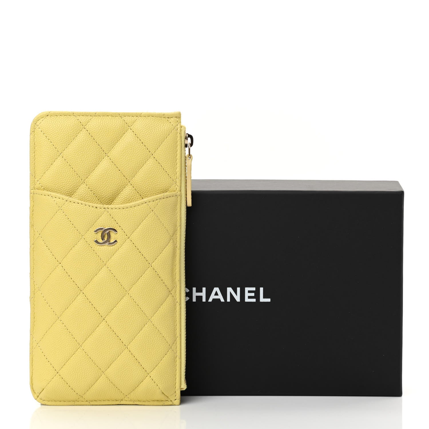 Chanel Caviar Quilted Classic Flat Wallet Pouch Yellow 11 of 11