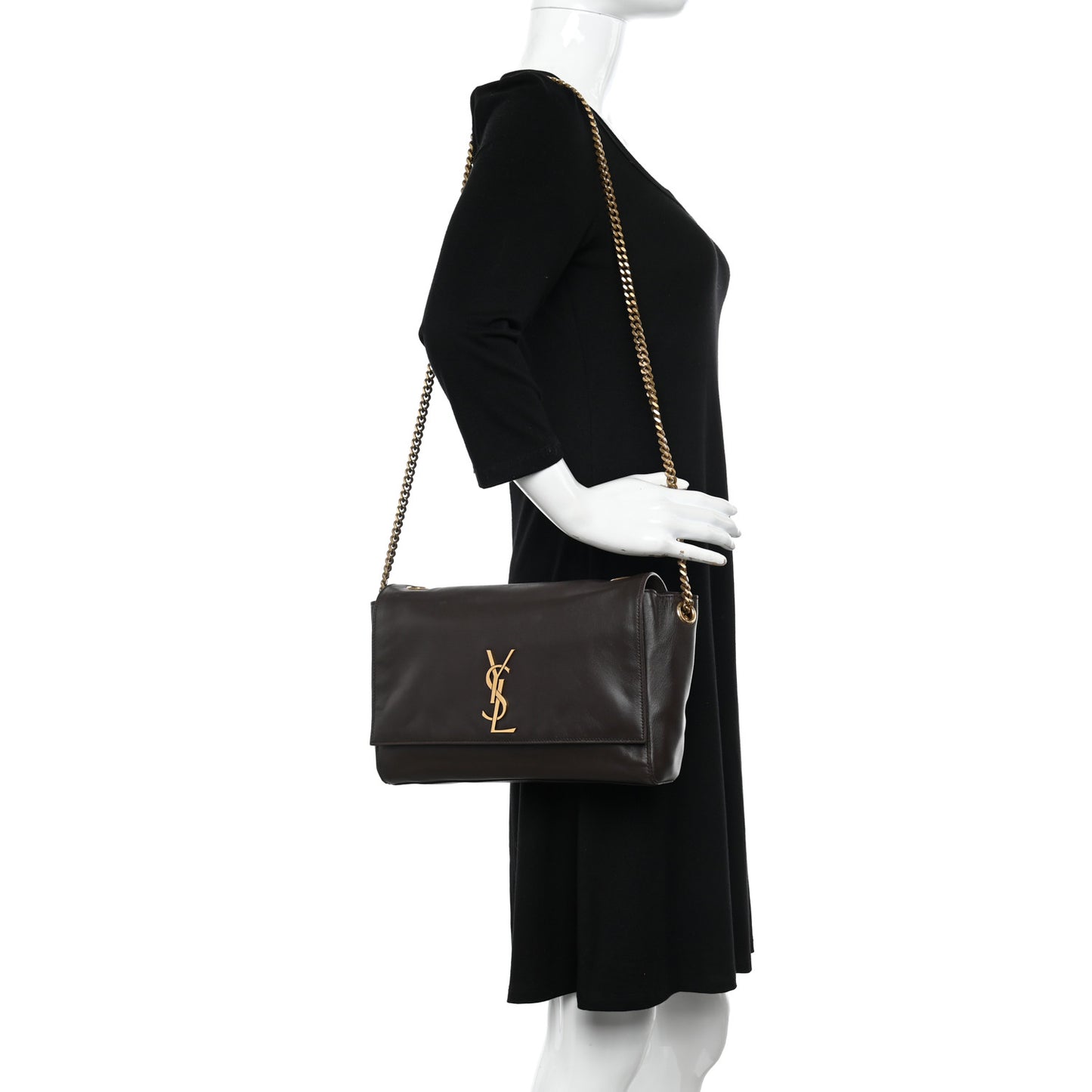Smooth Calfskin Suede Medium Reversible Monogram Kate Satchel Military Brown