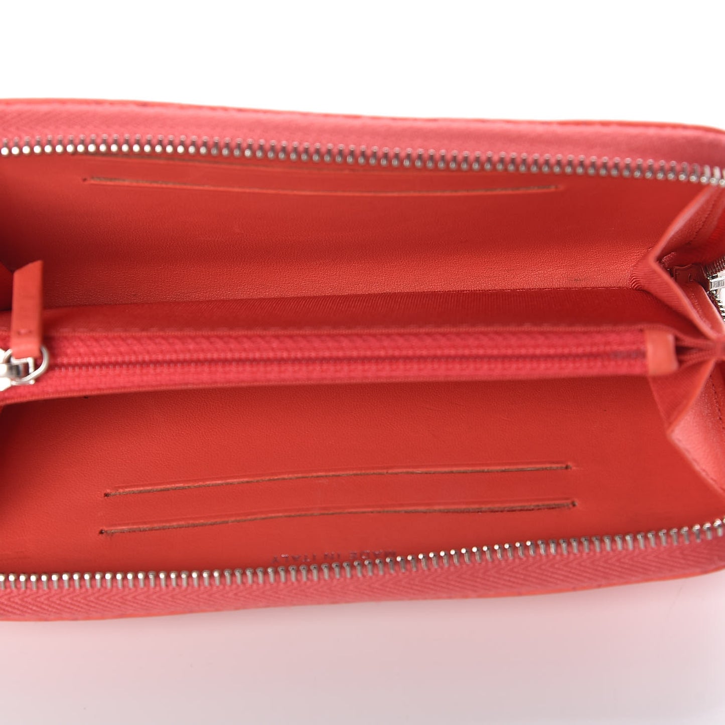 Lambskin Camellia Embossed Small Zip Around Wallet Coral