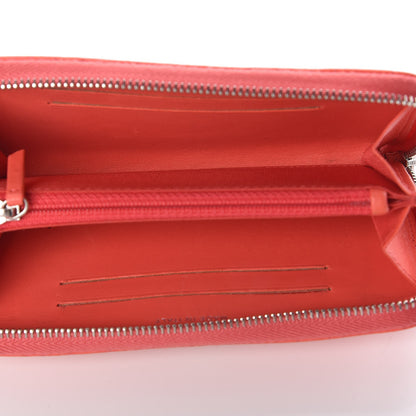 Chanel Lambskin Camellia Embossed Small Zip Around Wallet Coral 5 of 13