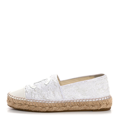 Chanel Patent Sequin CC Espadrilles 36 White 1 of 11