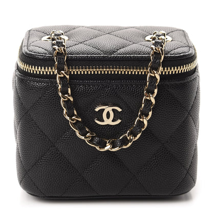 Chanel Caviar Quilted Mini Vanity Case With Chain Black 2 of 11