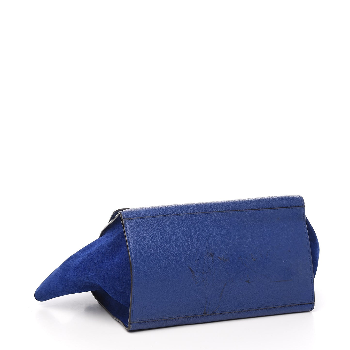 Drummed Calfskin Suede Medium Trapeze Indigo