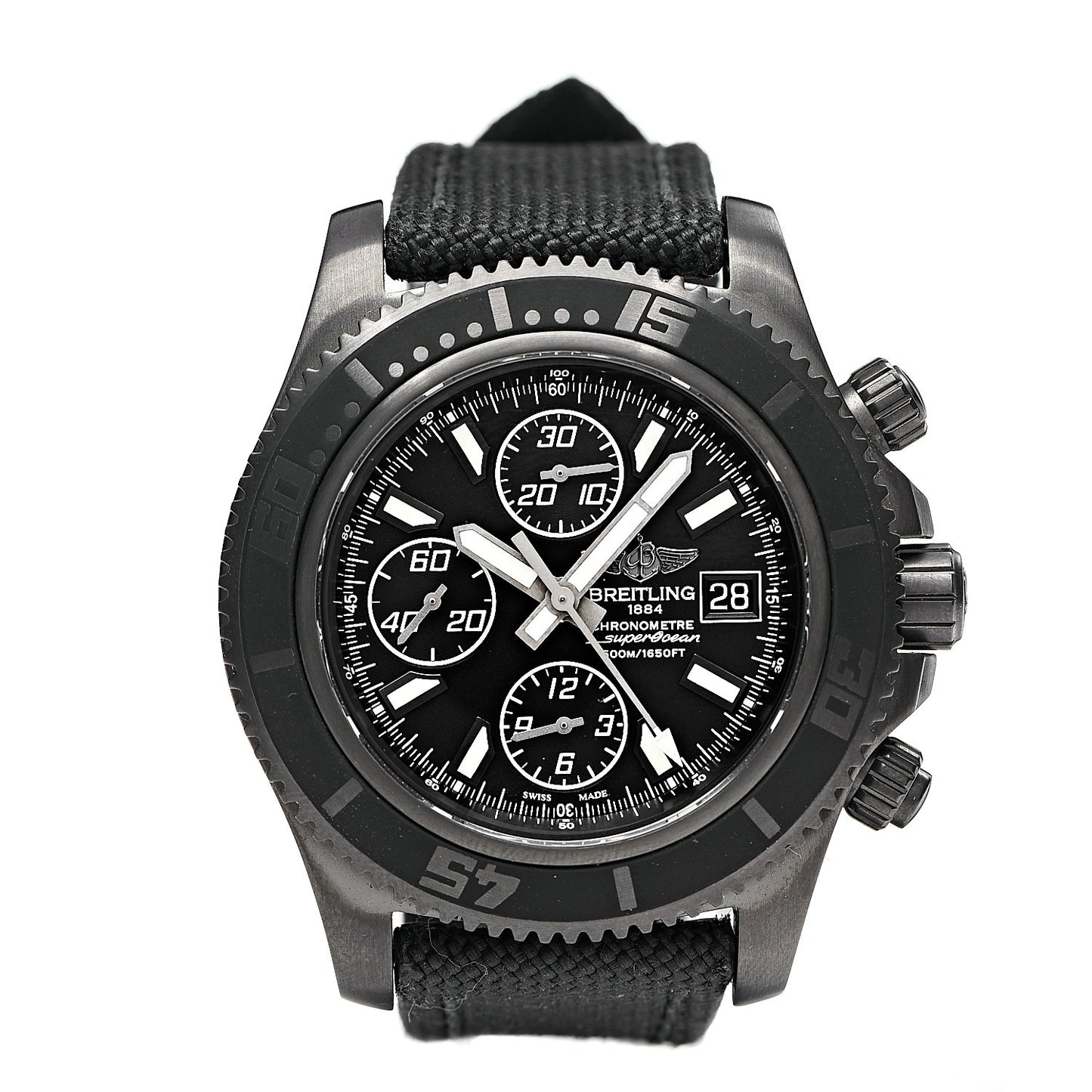 Black Steel Nylon 44mm SuperOcean II Chronograph Automatic Watch Black M13341