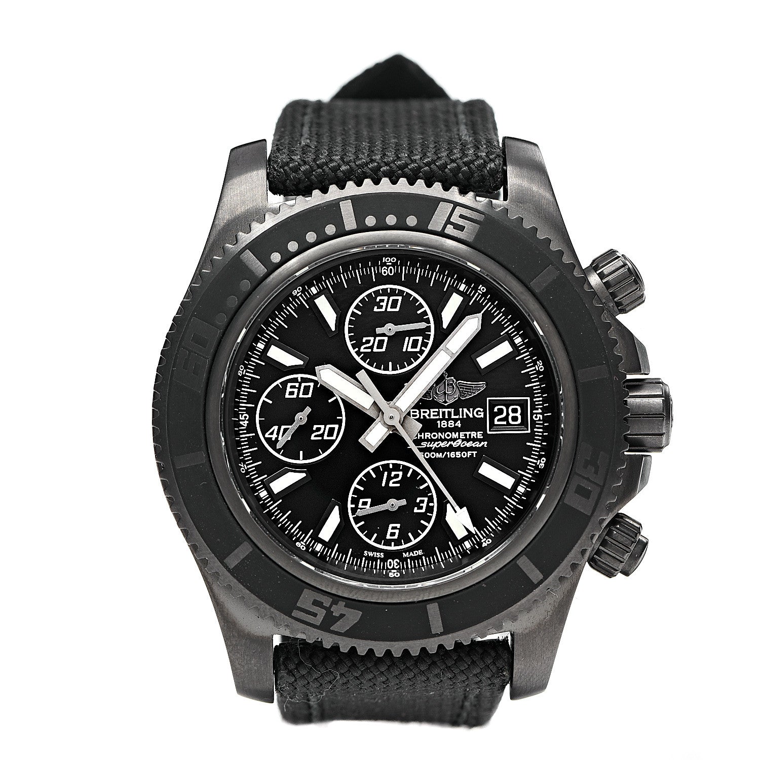 Breitling Black Steel Nylon 44mm SuperOcean II Chronograph Automatic Watch Black M13341 1 of 6