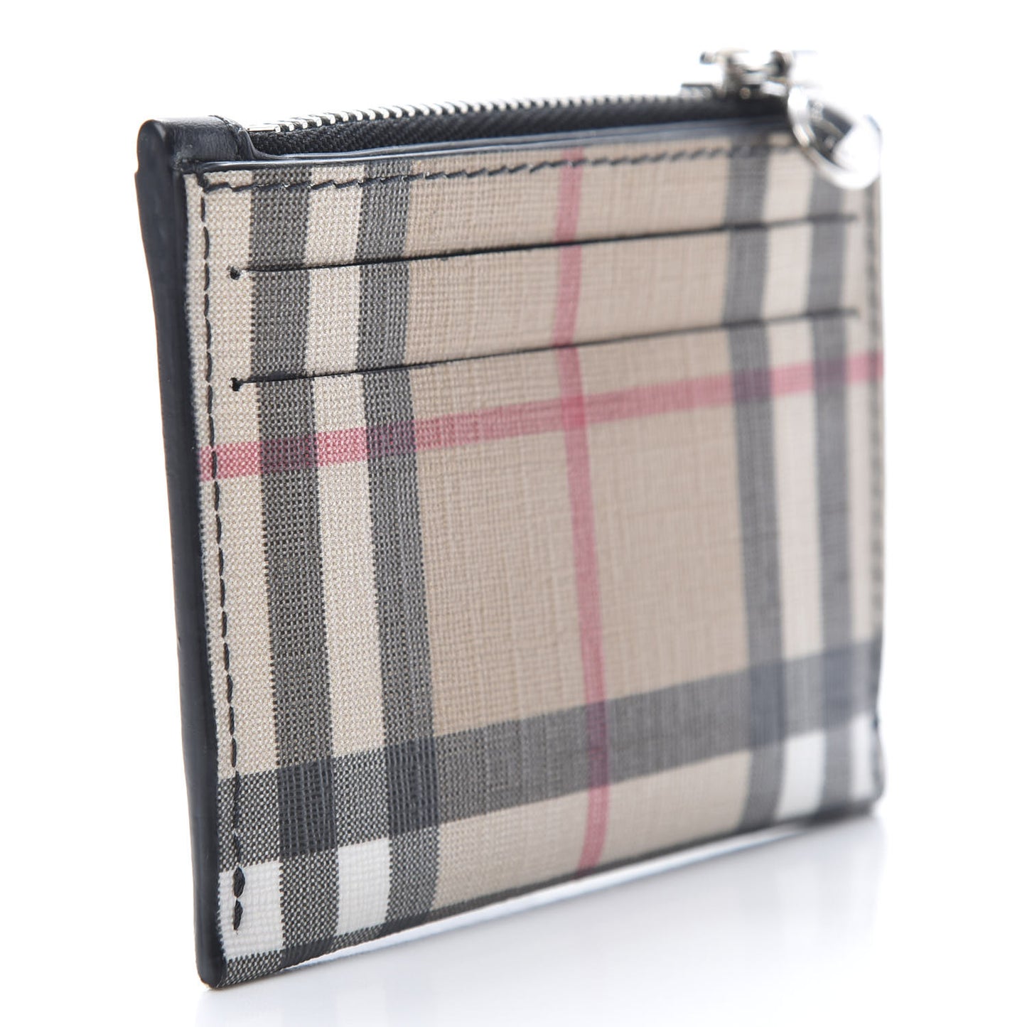 Coated Canvas House Check Coin Case Card Holder
