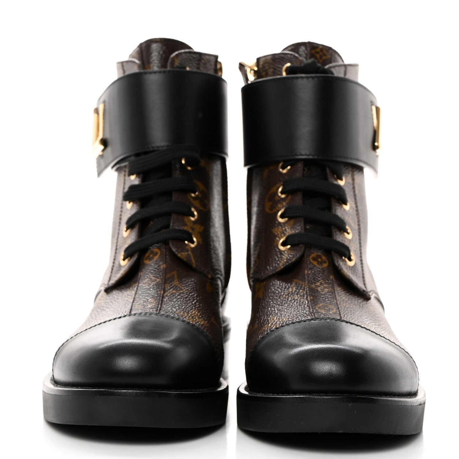 Louis Vuitton Calfskin Monogram Wonderland Flat Ranger Boots 38.5 Black 2 of 10