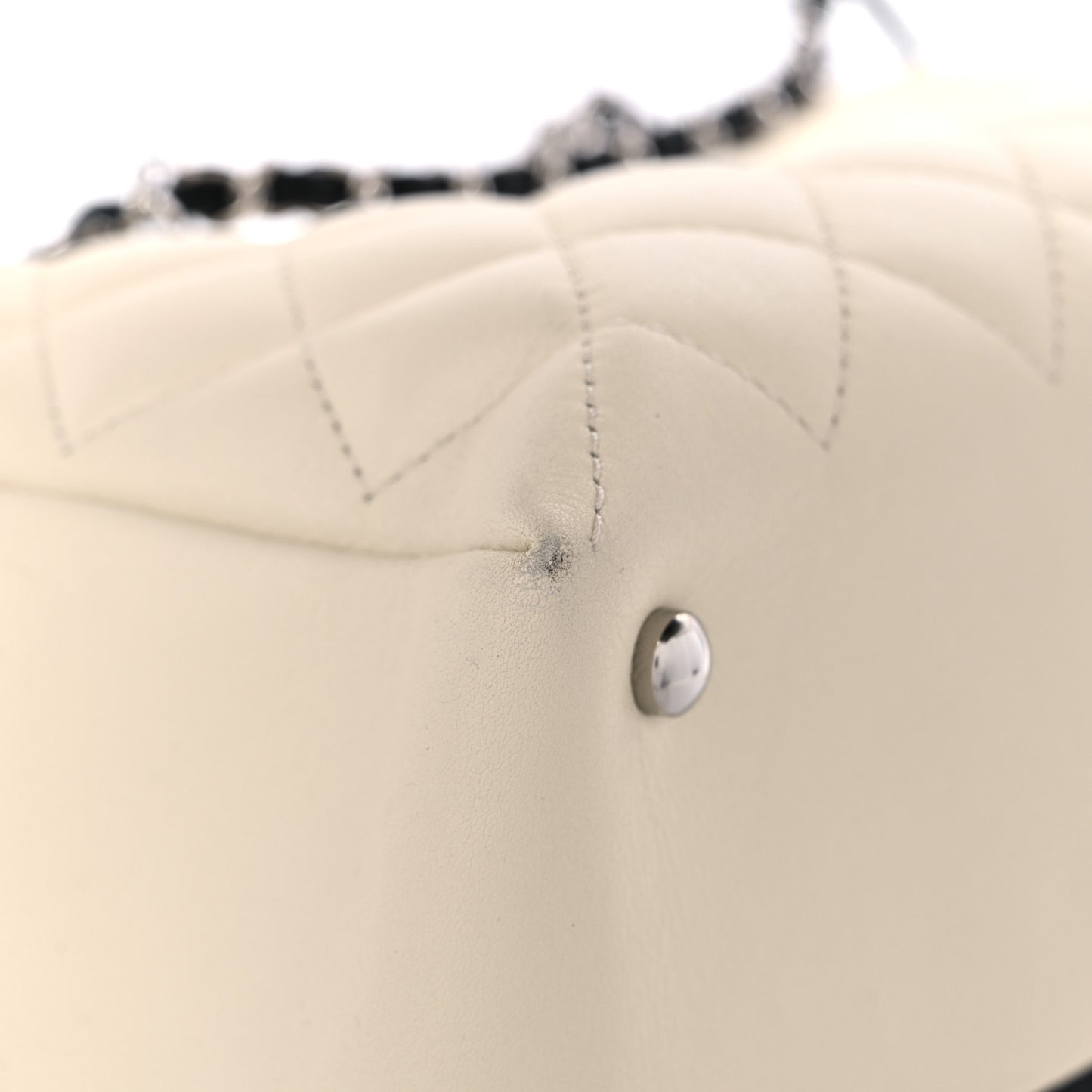 Calfskin Quilted Large Feather Weight Bowling Bag Black Ivory