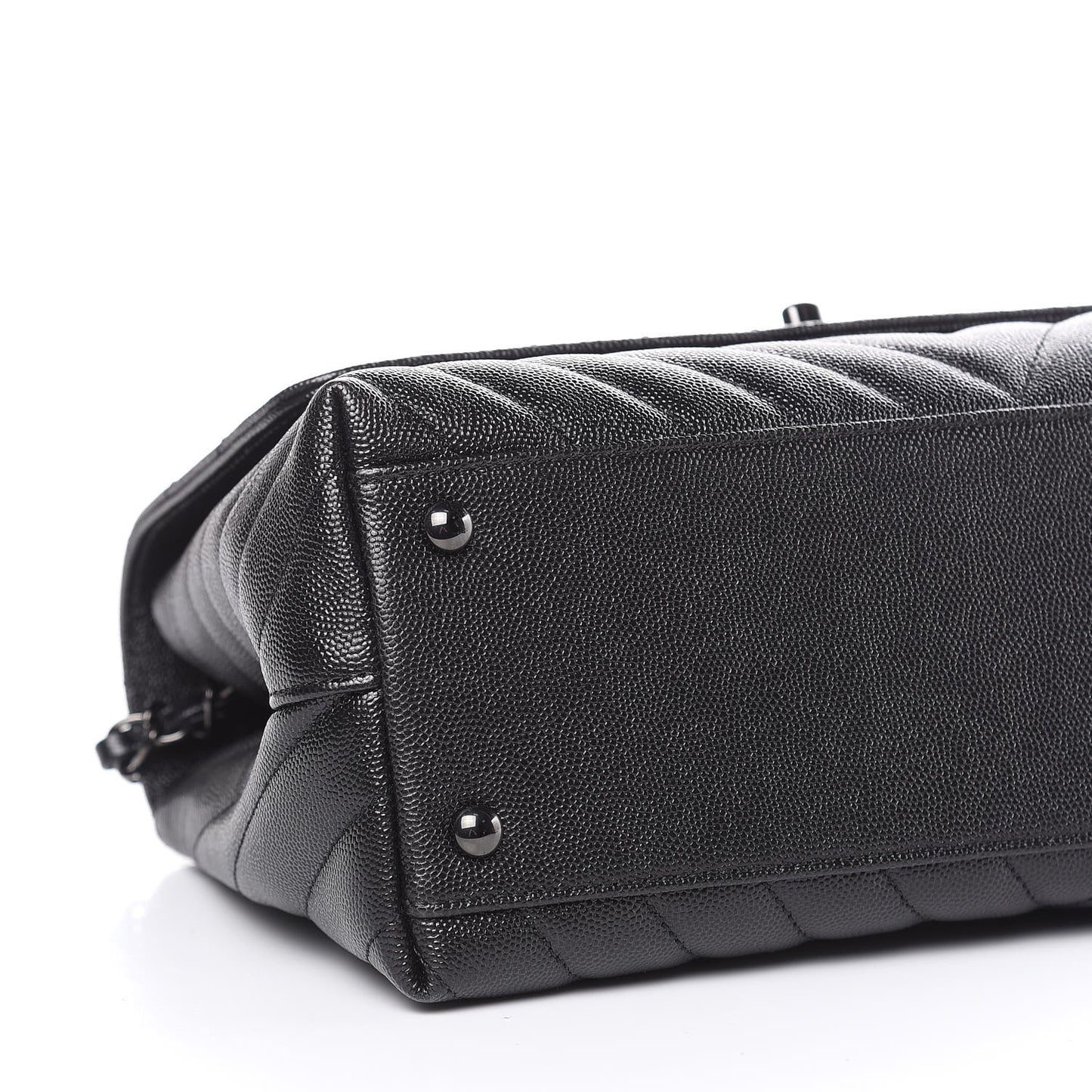 Caviar Chevron Quilted Small Coco Handle Flap So Black