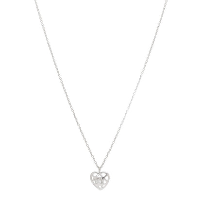 Tiffany 18K White Gold Diamond Cut Out Heart Pendant Necklace 1 of 6