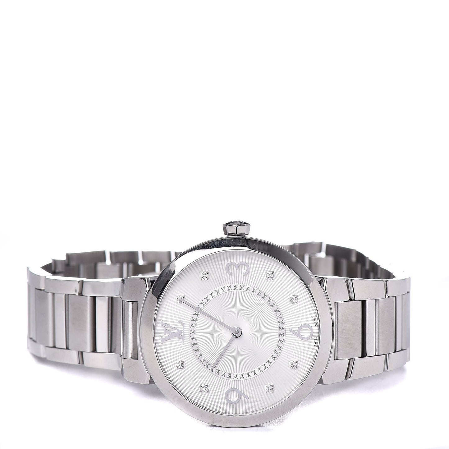 Stainless Steel Diamond 33mm Tambour Slim Quartz Watch