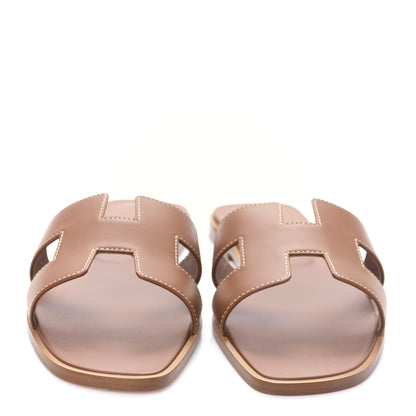 Hermes Box Calfskin Oran Sandals 39 Gold 2 of 8