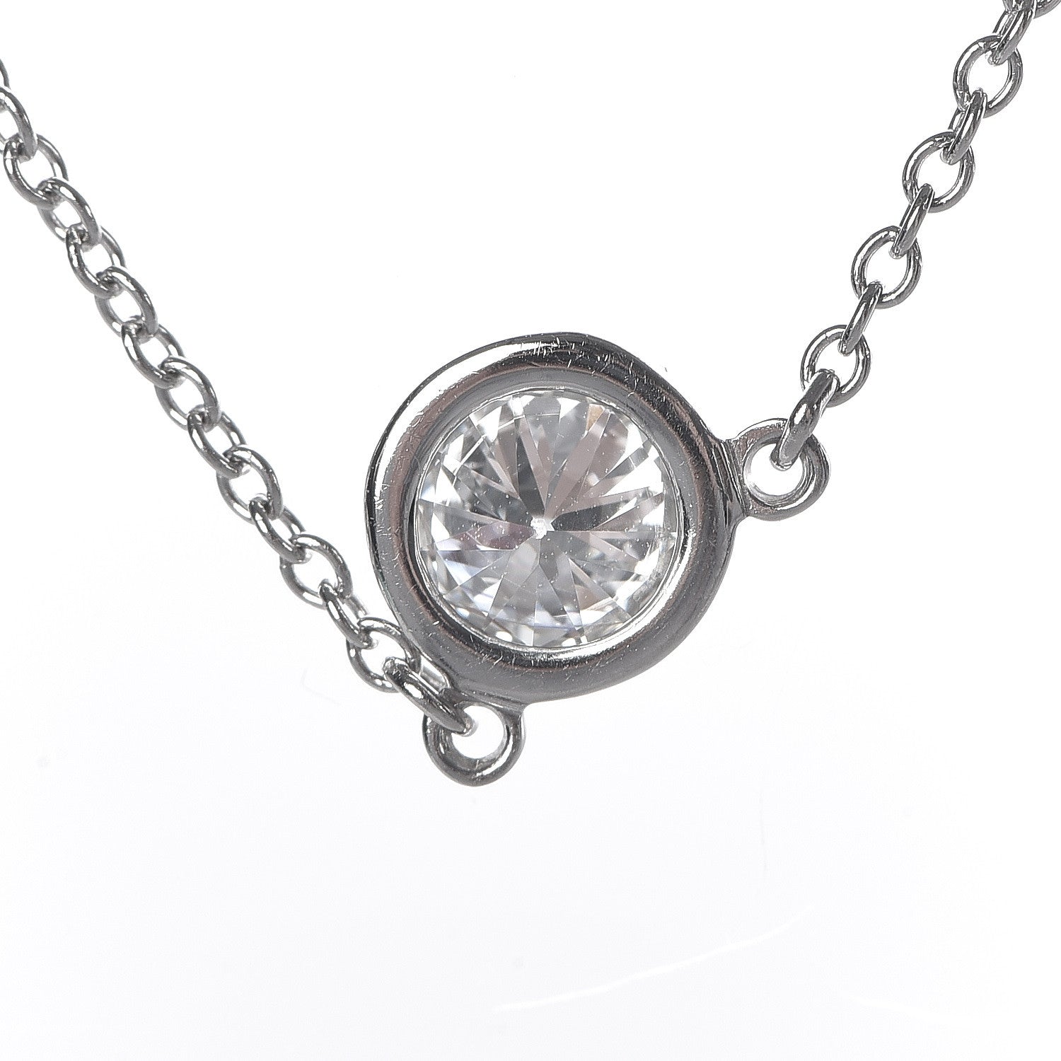 Tiffany Platinum Diamond .37ct Elsa Peretti Diamonds by the Yard Pendant Necklace 9 of 11