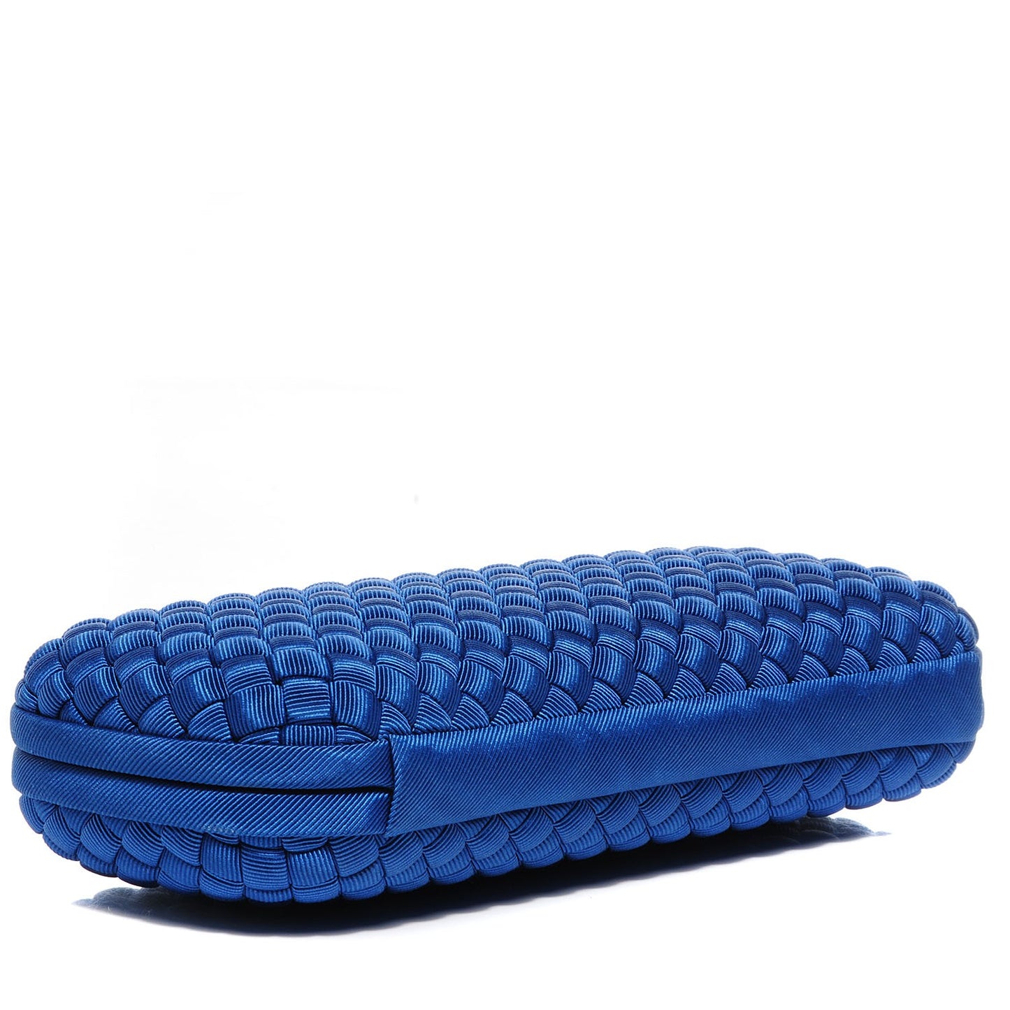 Silk Faille Intrecciato Knot Clutch Blue