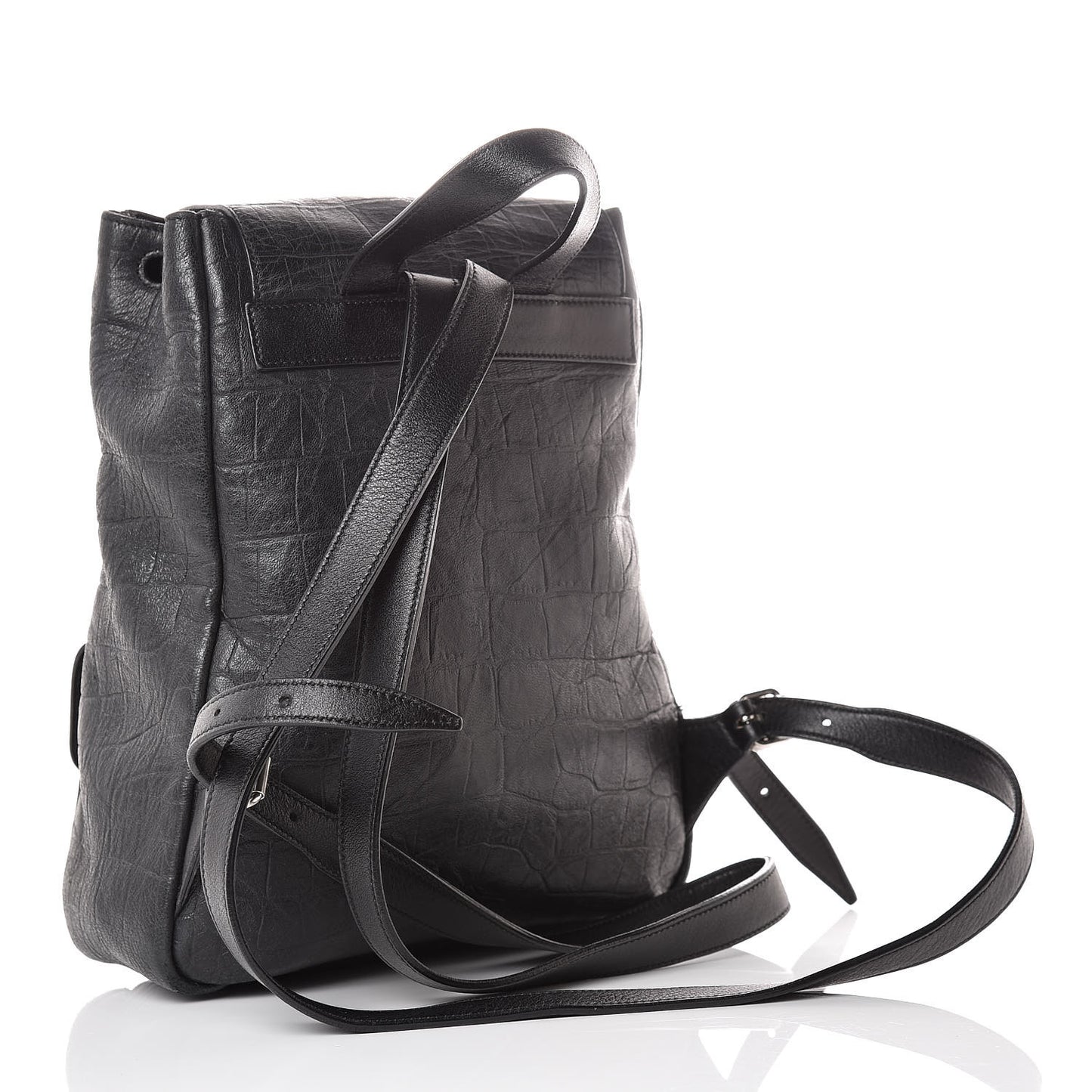 Crocodile Embossed Lambskin Festival Backpack Black