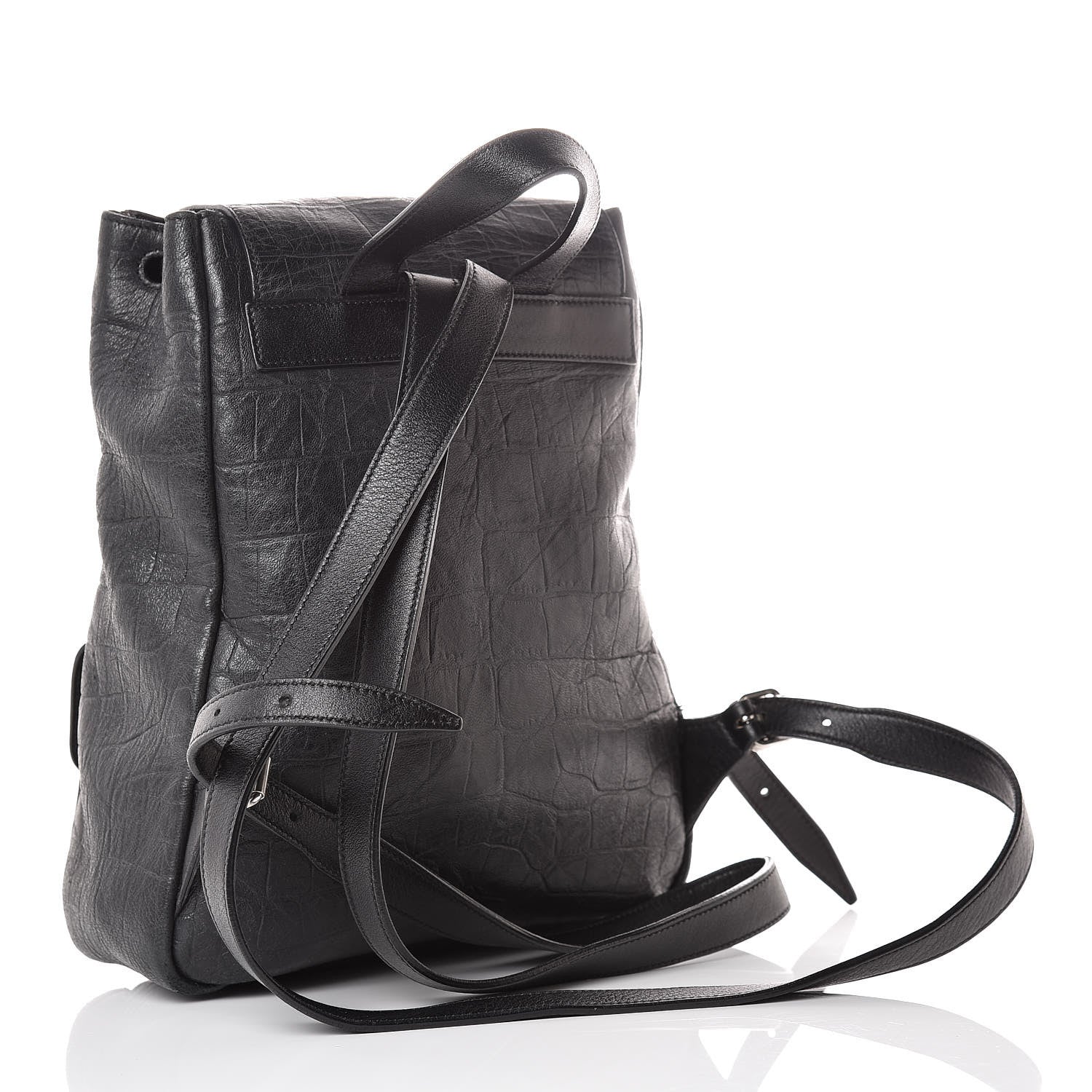 Saint Laurent Crocodile Embossed Lambskin Festival Backpack Black 3 of 15
