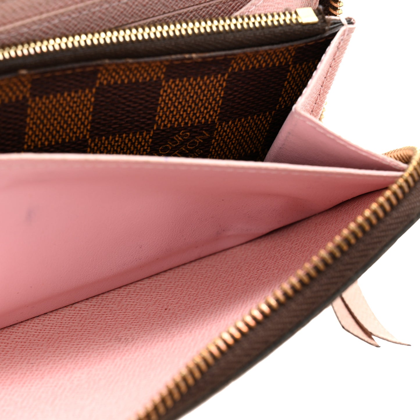 Damier Ebene Clemence Wallet Rose Ballerine