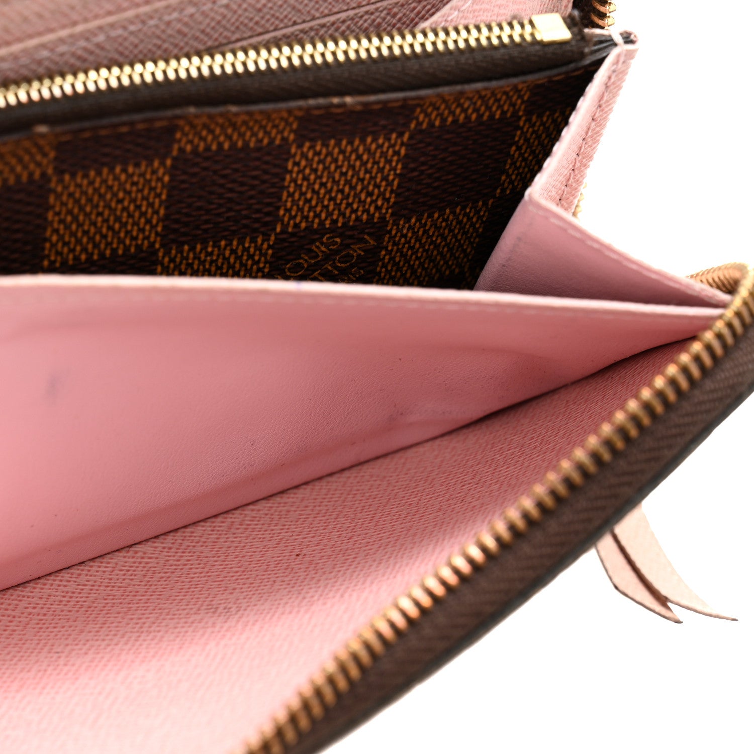 Louis Vuitton Damier Ebene Clemence Wallet Rose Ballerine 6 of 12