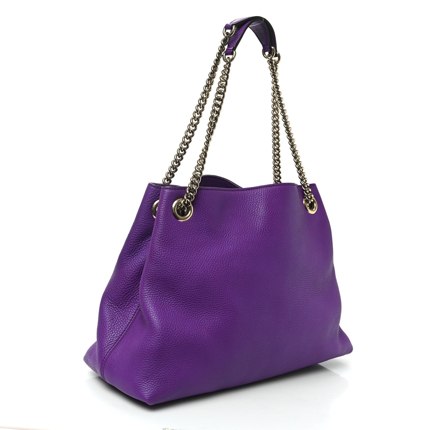 Gucci Pebbled Calfskin Medium Soho Chain Shoulder Bag Shine Purple 3 of 12