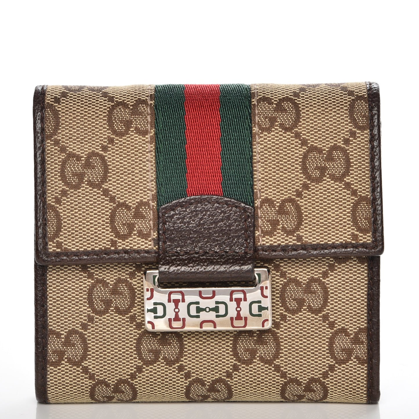 Monogram Web Compact Wallet Dark Brown
