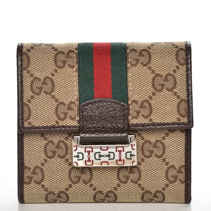 Gucci Monogram Web Compact Wallet Dark Brown 1 of 8