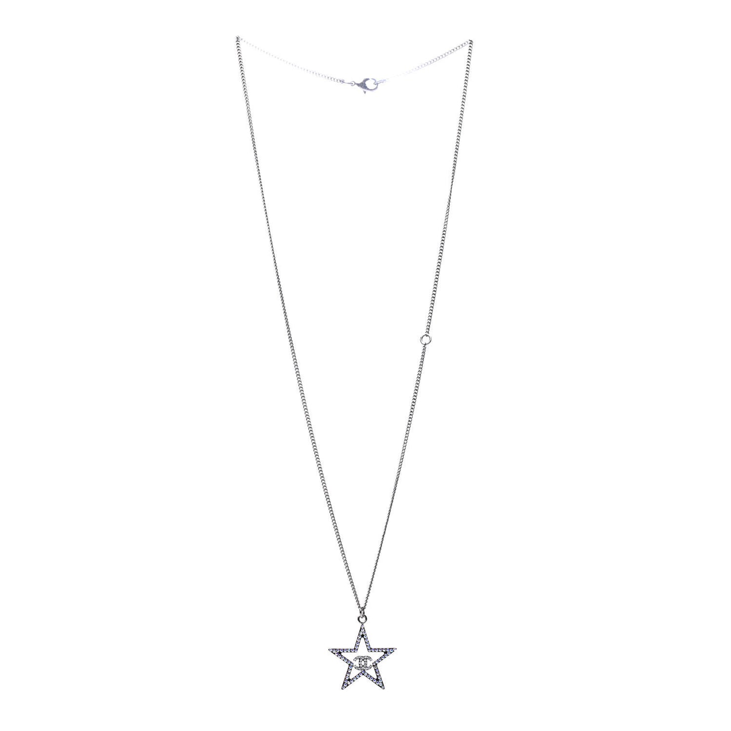 Ruthenium Crystal Star CC Necklace Iridescent Pink
