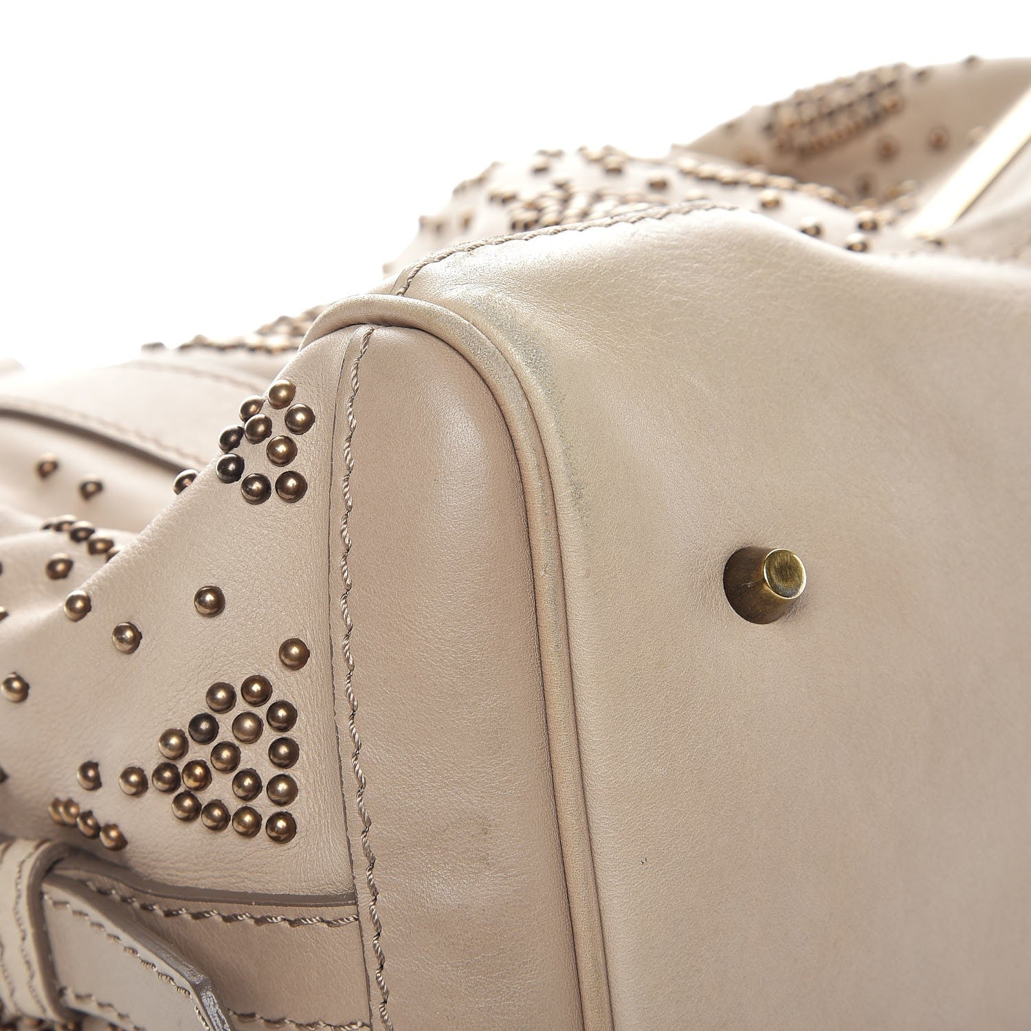 Burberry Calfskin Heart Studded Satchel Beige 10 of 16