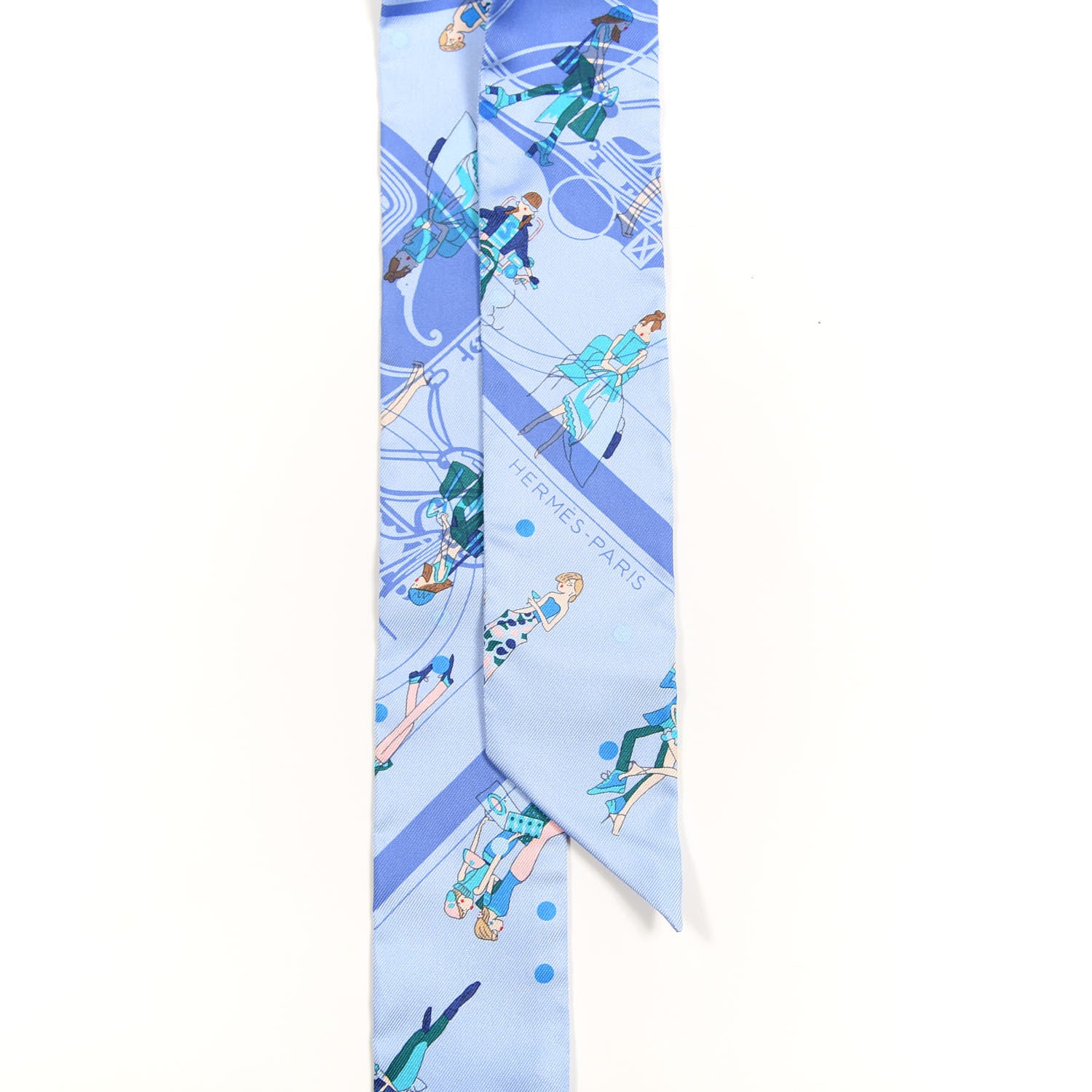 Hermes Silk Ex-Libris Les Parisiennes Twilly Ciel Turquoise Lavender 2 of 4