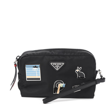 Prada Tessuto Nylon Saffiano Smalto Wristlet Black 1 of 6