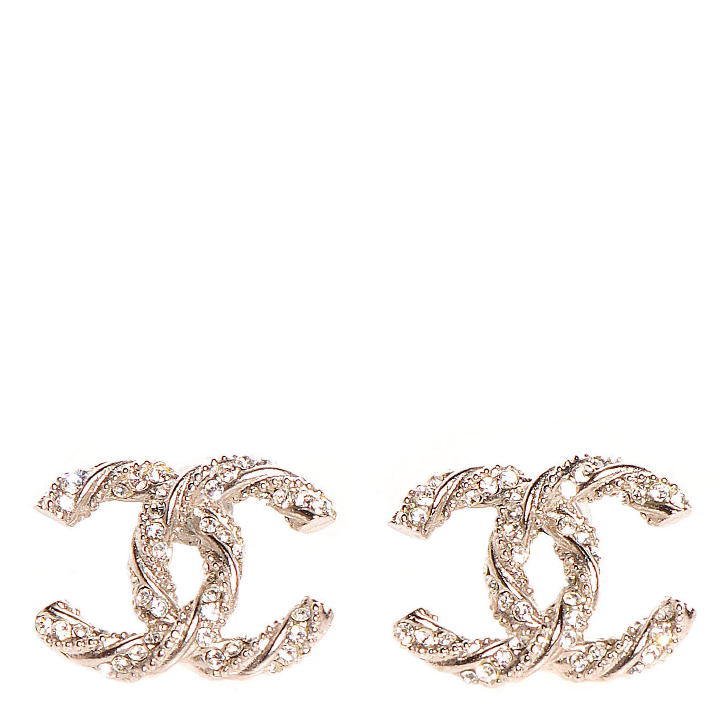Crystal Twisted CC Earrings Gold