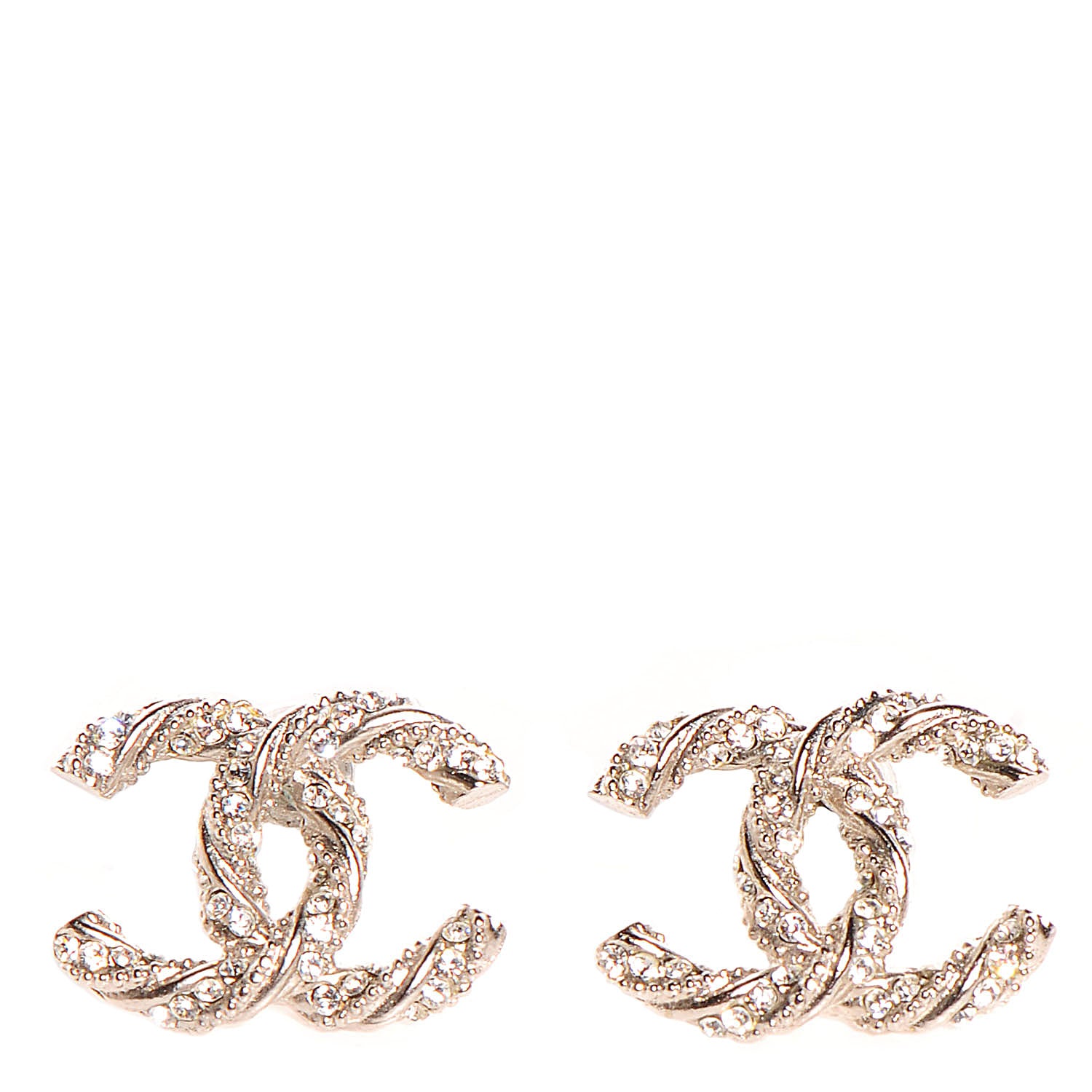 Chanel Crystal Twisted CC Earrings Gold 1 of 4