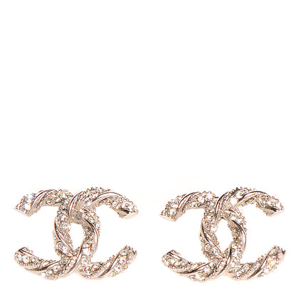 Chanel Crystal Twisted CC Earrings Gold 1 of 4