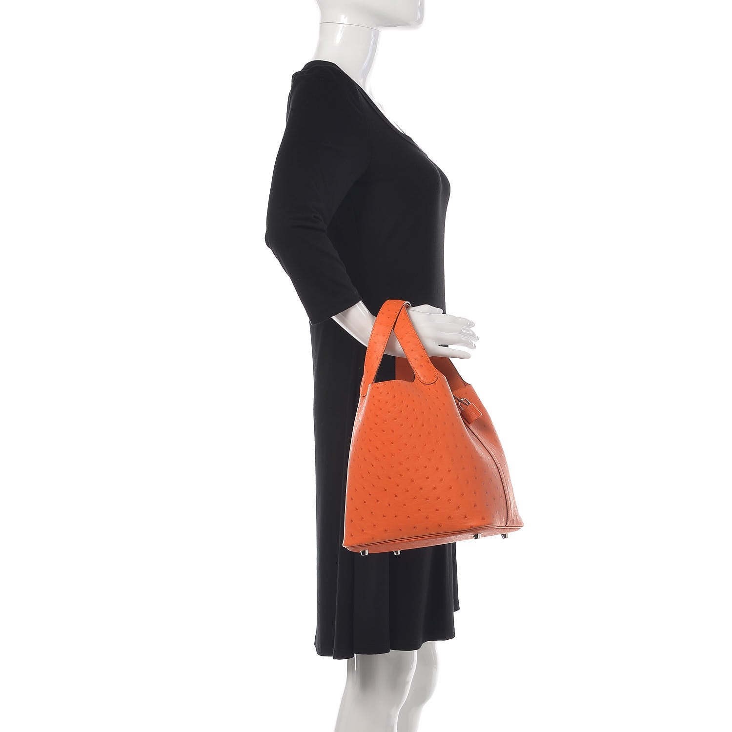 Hermes Ostrich Picotin Lock 22 Orange 2 of 10