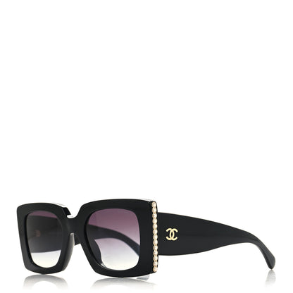 Chanel Acetate Pearl Rectangle Sunglasses 5480-H-A Black 1 of 9