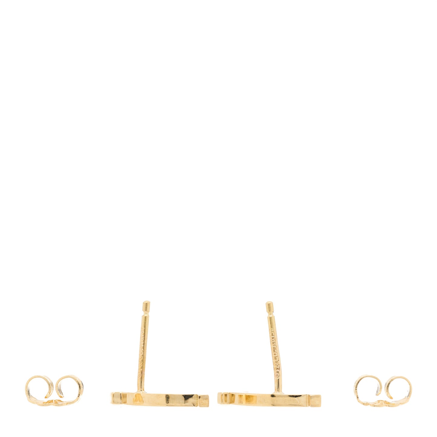 18K Yellow Gold T Smile Stud Earrings
