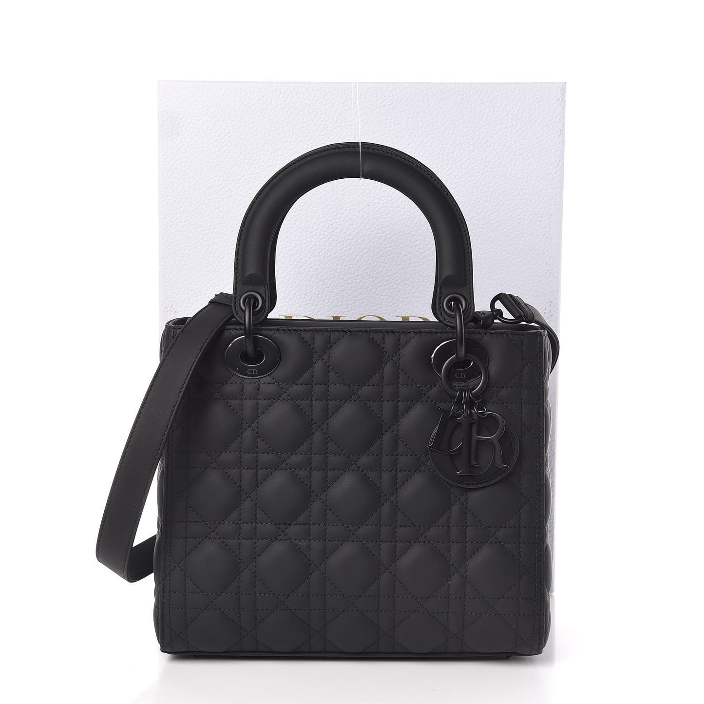 Ultra Matte Calfskin Cannage Medium Lady Dior Black