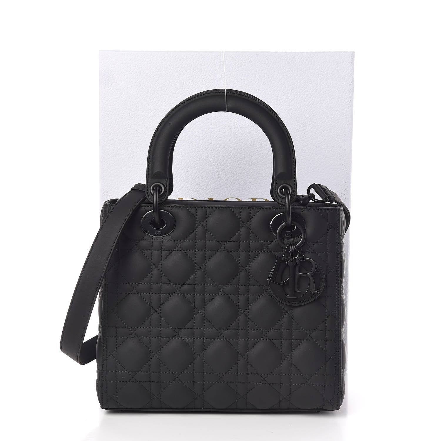 Christian Dior Ultra Matte Calfskin Cannage Medium Lady Dior Black 14 of 14