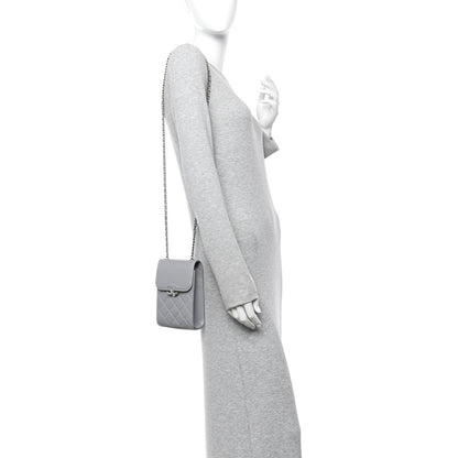 Chanel Grained Calfskin Quilted CC Box Clutch With Chain Grey 2 of 11