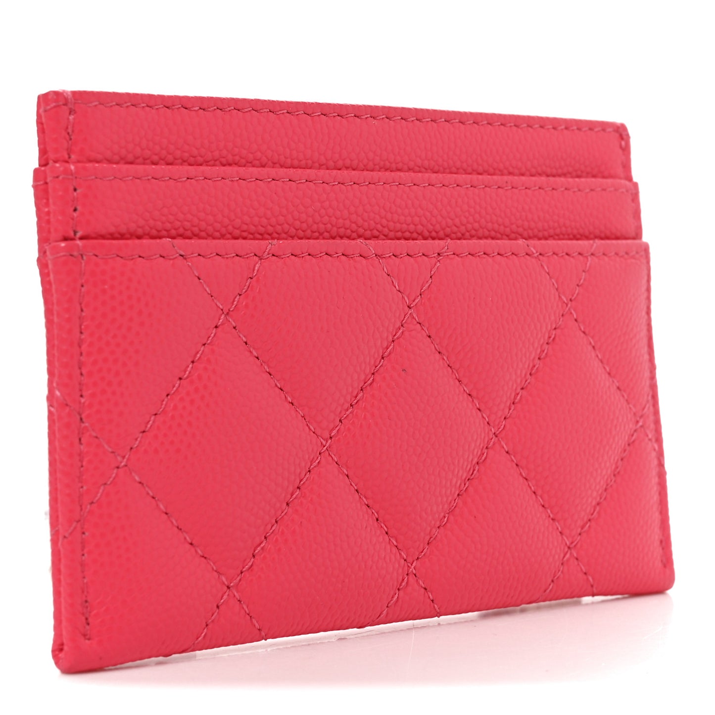 Caviar Quilted CC Logo Card Holder Pink