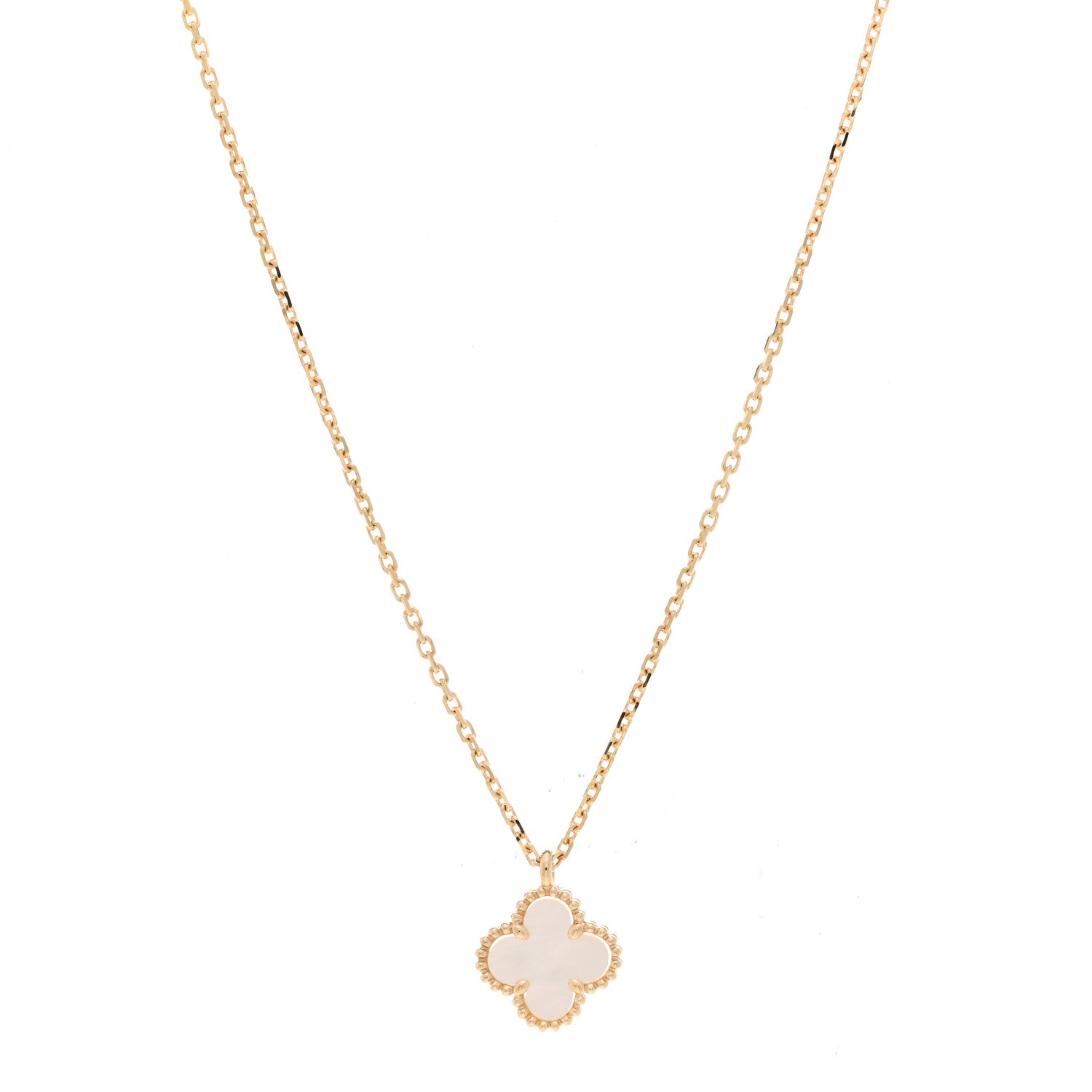 Van Cleef & Arpels 18K Yellow Gold Mother of Pearl Sweet Alhambra Pendant Necklace 1 of 4
