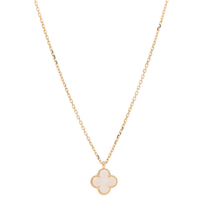 Van Cleef & Arpels 18K Yellow Gold Mother of Pearl Sweet Alhambra Pendant Necklace 1 of 4
