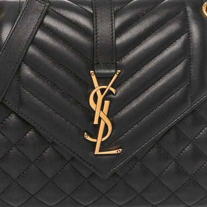 Saint Laurent Lambskin Mixed Matelasse Triquilt Medium Monogram Satchel Black 8 of 10