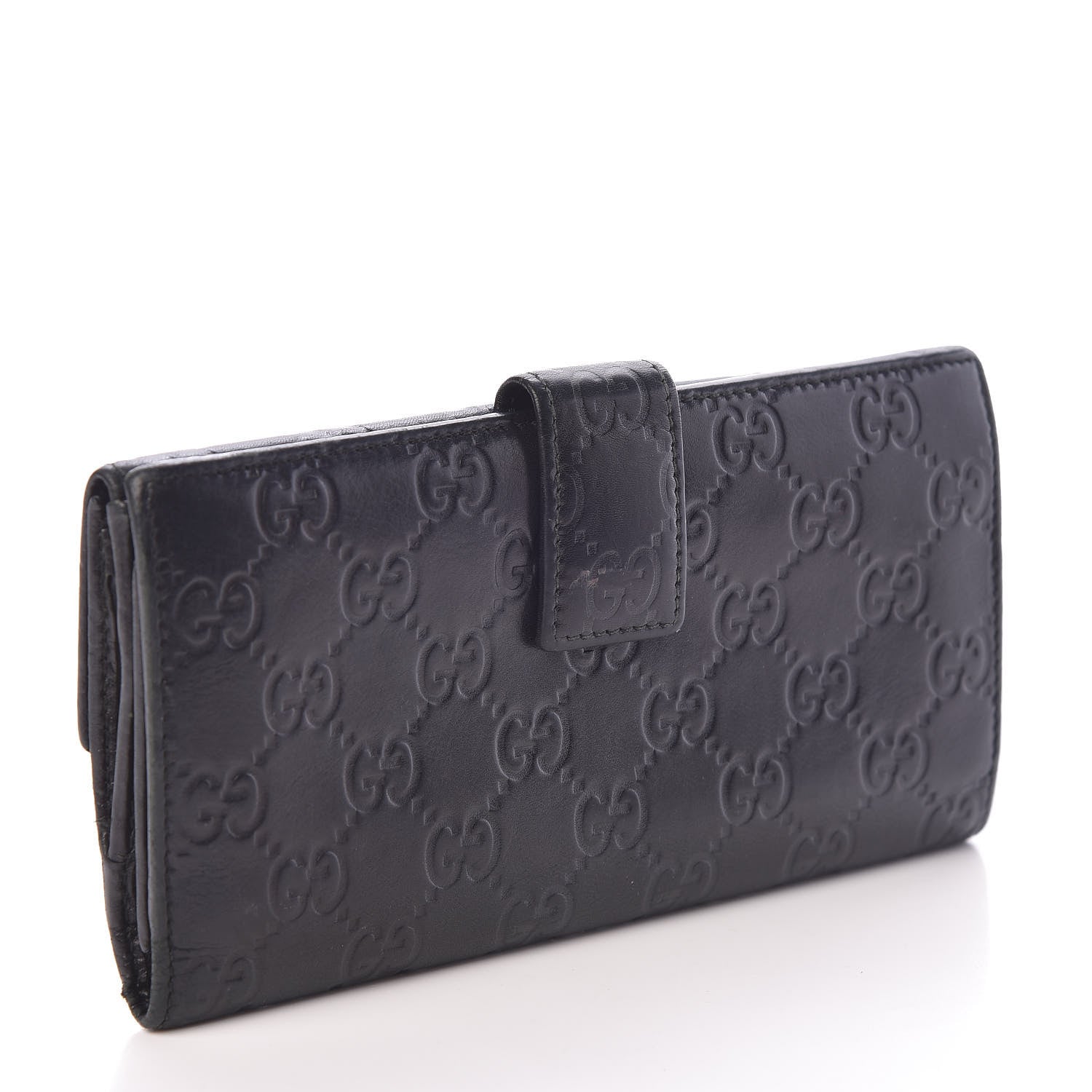 Gucci Guccissima Margaux Calfskin Metal Bar Continental Flap Wallet Black 3 of 7