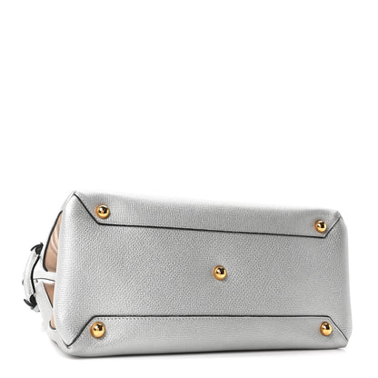 Burberry Metallic Grainy Calfskin House Check Medium Banner Tote Silver 7 of 17