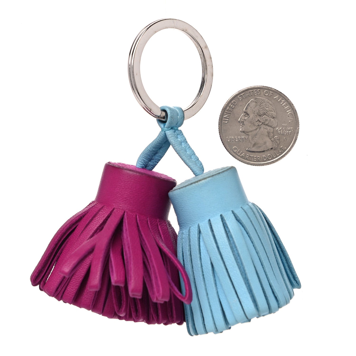 Hermes Lambskin Carmen Uno-Dos Key Holder Rose Pourpre Celeste 2 of 4
