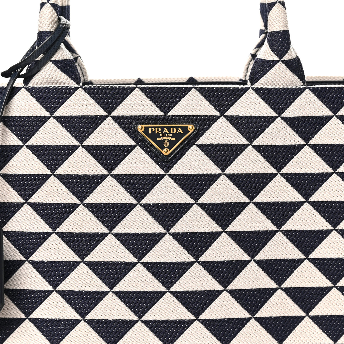 Prada Jacquard Saffiano Triangolo Symbole Embroidered Large Tote Baltico Talco 6 of 8