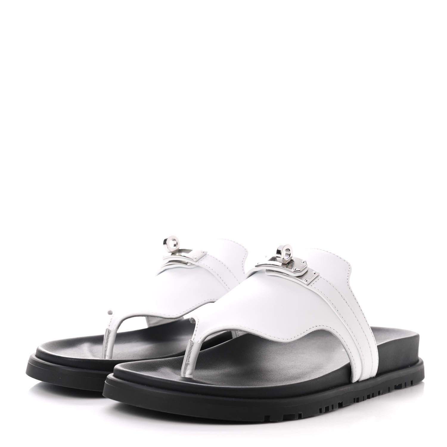 Hermes Calfskin Womens Empire Sandals 36 White 3 of 8