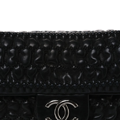 Chanel Lambskin Crochet Embroidered Shoulder Bag Black 8 of 10