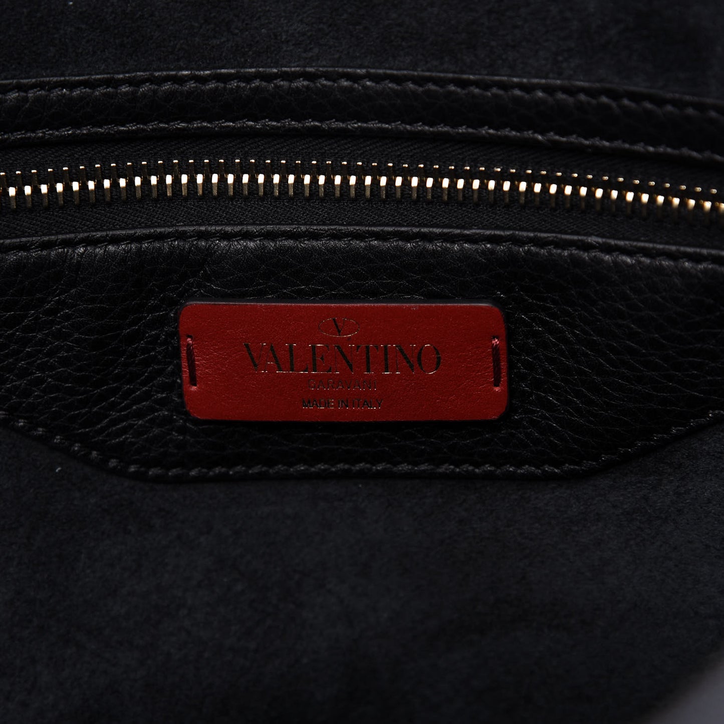 Grained Calfskin Rockstud Shoulder Tote Black