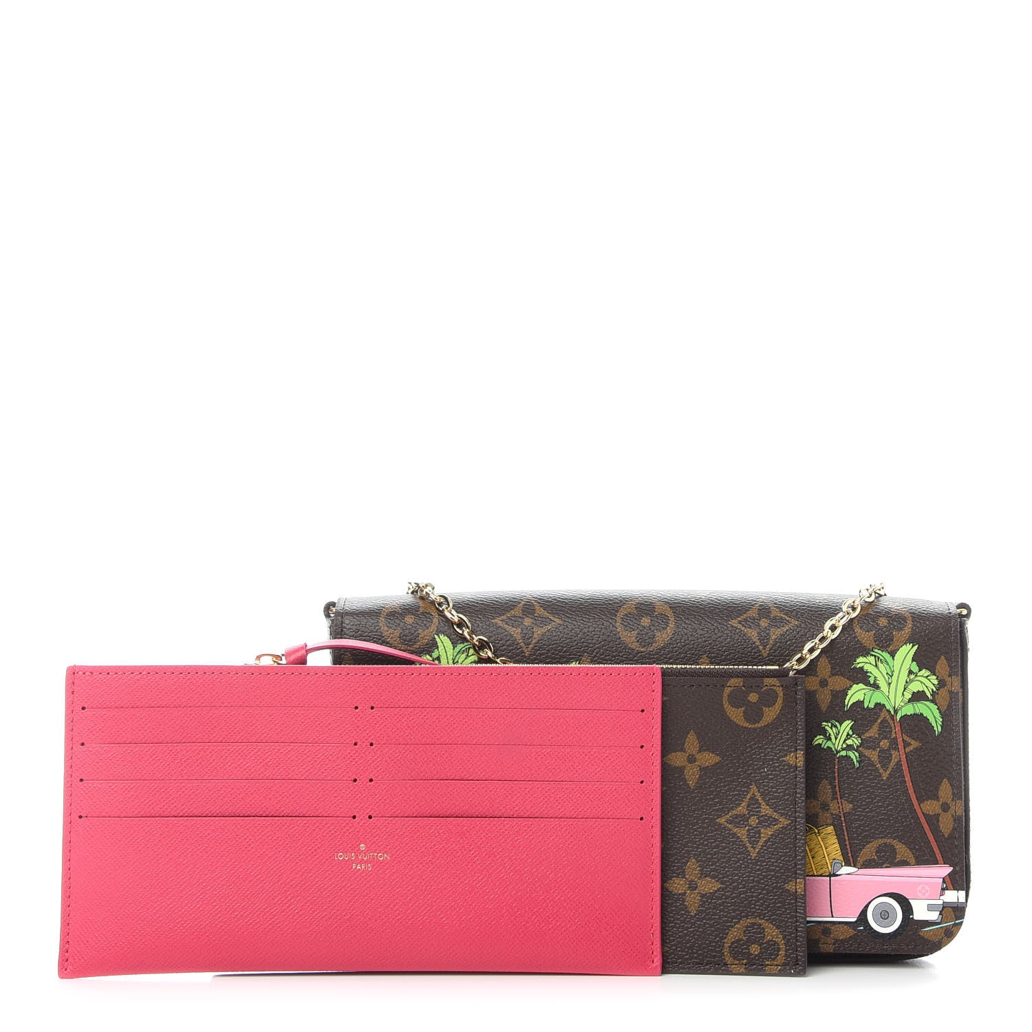Louis Vuitton Monogram 2021 Christmas Animation Hollywood Pochette Felicie Chain Wallet Fuchsia 1 of 9